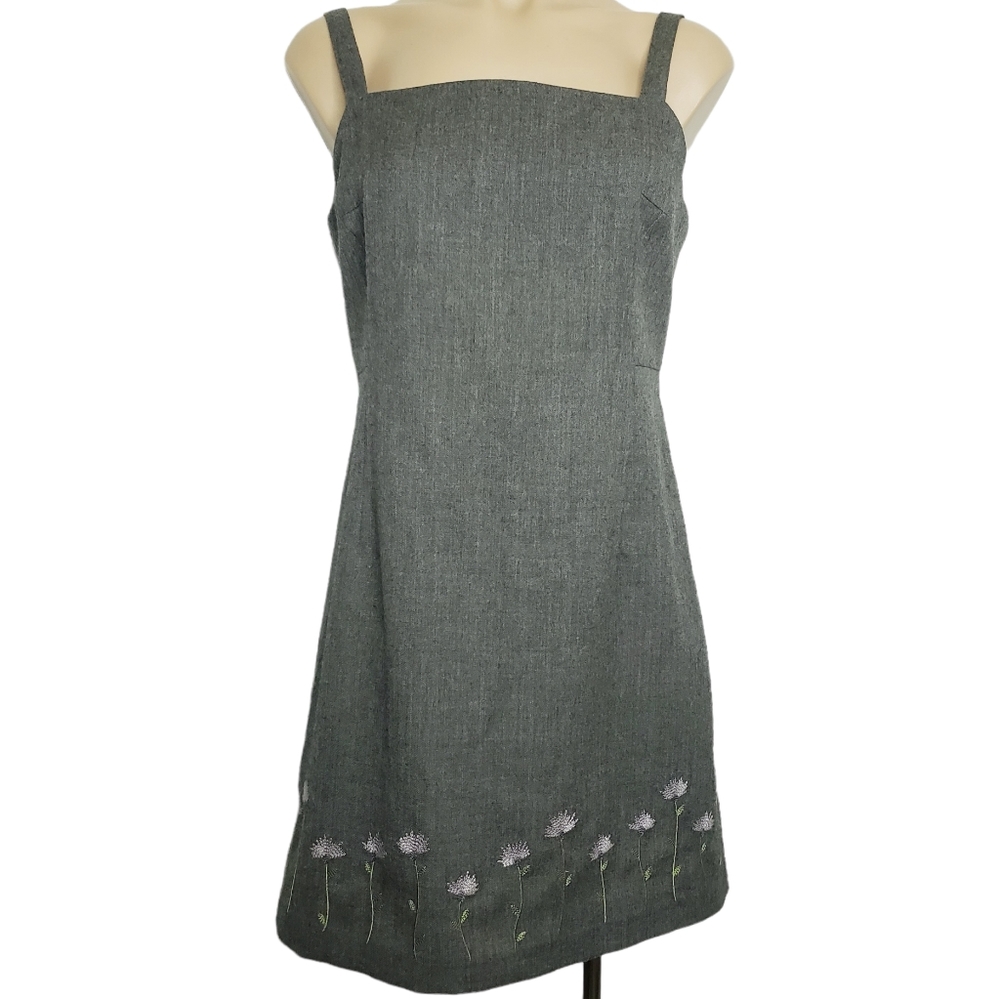 American Eagle Gray Wool Purple Floral Flowers Mini Dress Size 6